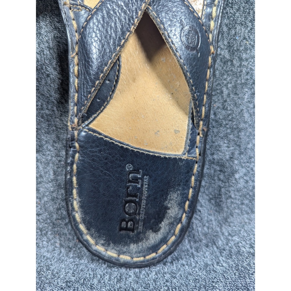Born Womens Leather Thong Sandals Blue Strappy Comfort Slides Size 8 - Picture 2 of 6